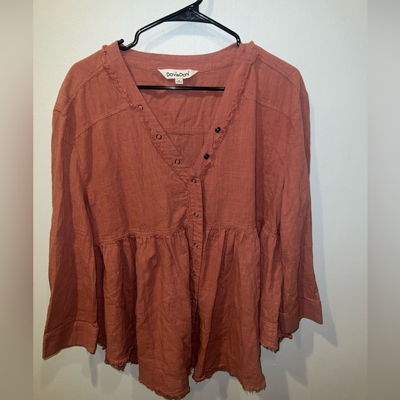 DAVI & DANI Tops - Davi&Dani Mauve Size M Cotton bohemian Button Down Top